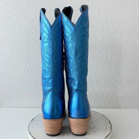 Lane SMOKESHOW Womens Cowboy Boots 10 Blue Western Cowgirl Mid Calf Pointed Toe - Picture 4 of 14